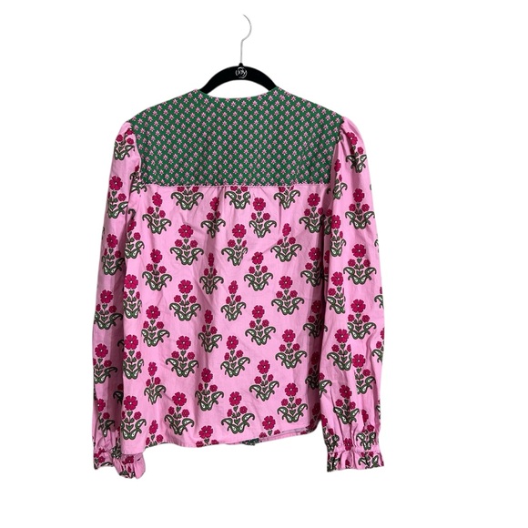 New Boden Arabella Cotton button down blouse vibrant floral lace detail pink 8 - Picture 3 of 16